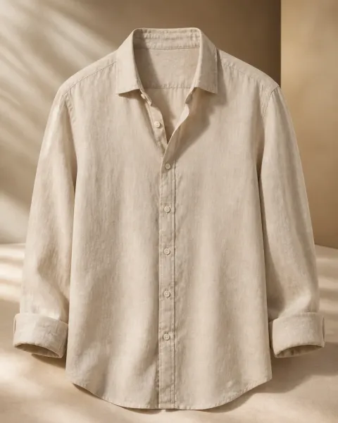 Open Collar Linen Shirt